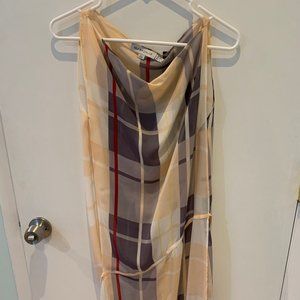 See by Chloe Plaid Silk Tie Front Tunic Shift Dress